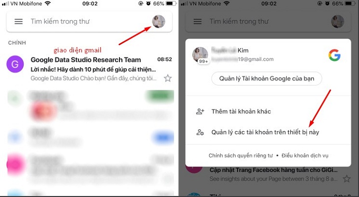 Bước 2 cách đăng xuất Gmail trên điện thoại Iphone