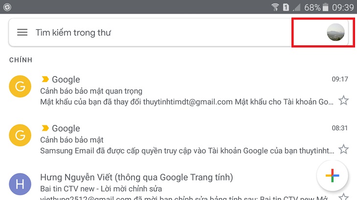 Nhấn vào ảnh hồ sơ Cách đăng xuất Gmail trên điện thoại Android khỏi thiết bị khác