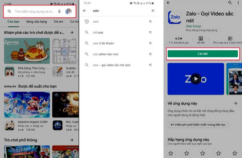 Hướng dẫn cách tải Zalo về máy cho điện thoại Android 1