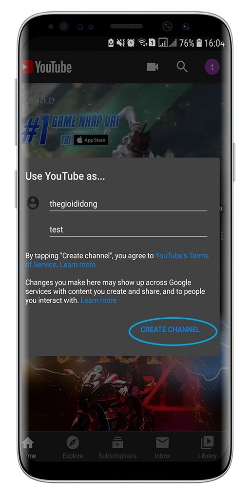 Hướng dẫn cách đăng ký kênh YouTube trên điện thoại Android và iOS 3