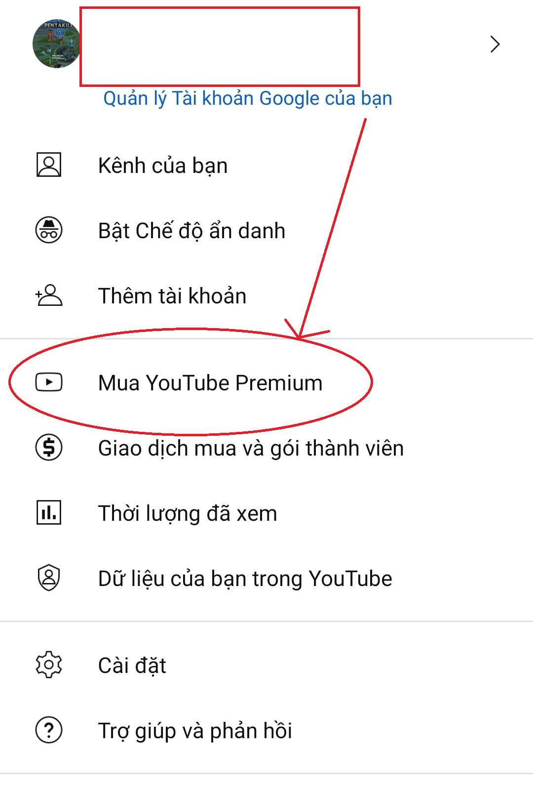 Chọn vào mua Youtube Premium
