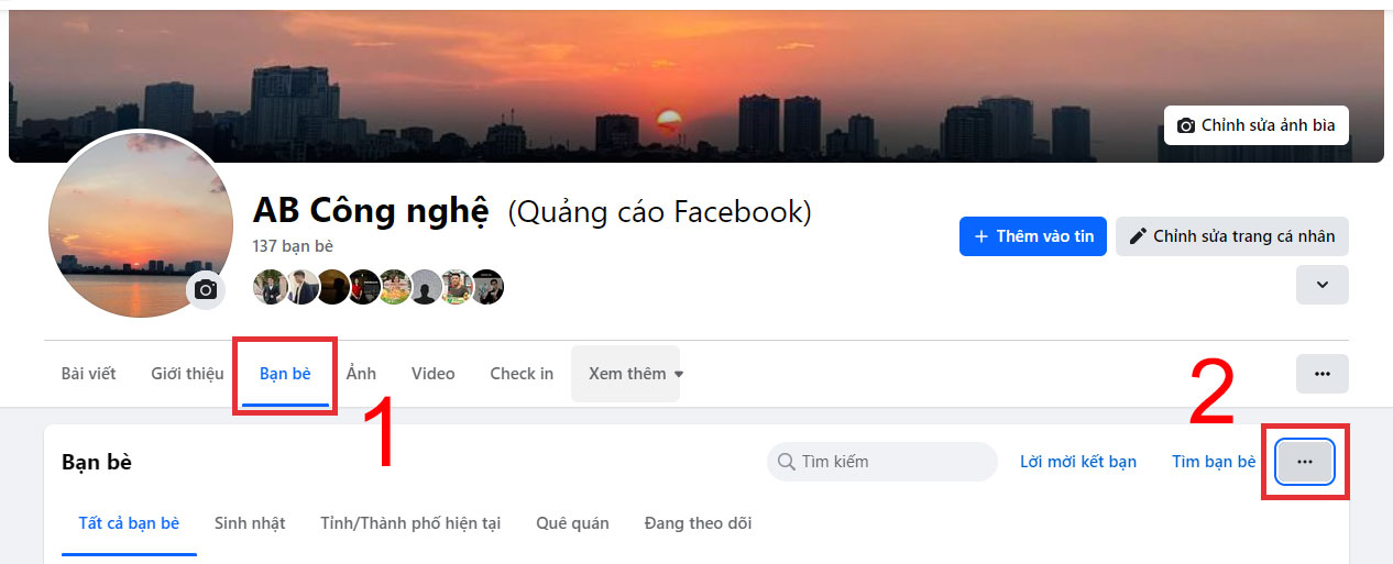 Cách ẩn bạn bè trên Facebook từ máy tính