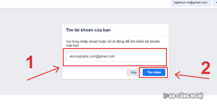 Điền username hoặc UID nick Facebook của bạn vào ô tìm kiếm